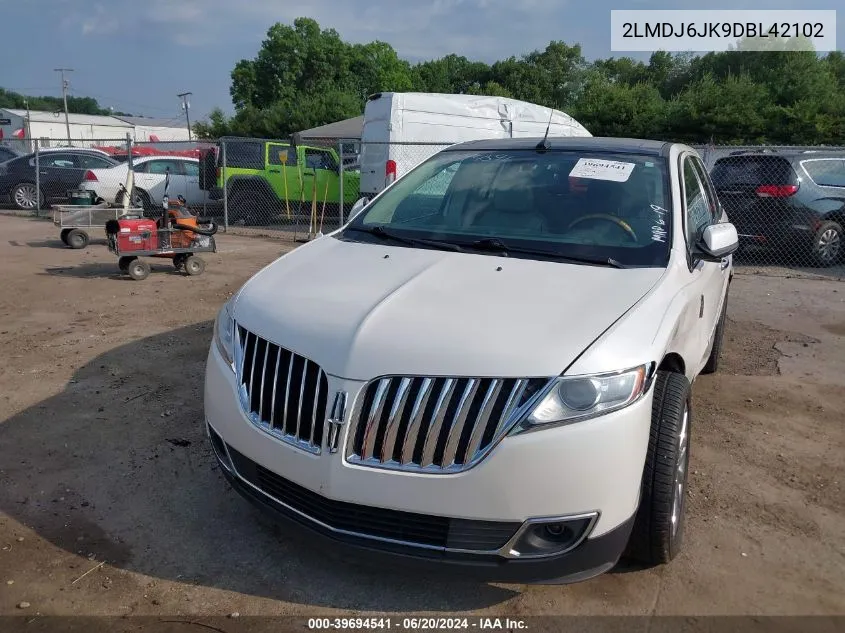 2013 Lincoln Mkx VIN: 2LMDJ6JK9DBL42102 Lot: 39694541