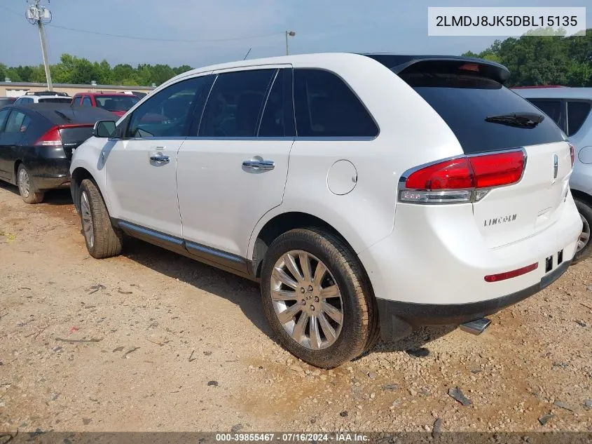 2013 Lincoln Mkx VIN: 2LMDJ8JK5DBL15135 Lot: 39855467