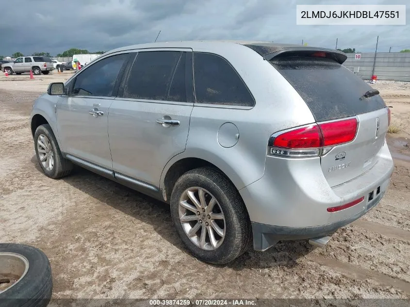 2013 Lincoln Mkx VIN: 2LMDJ6JKHDBL47551 Lot: 39874259