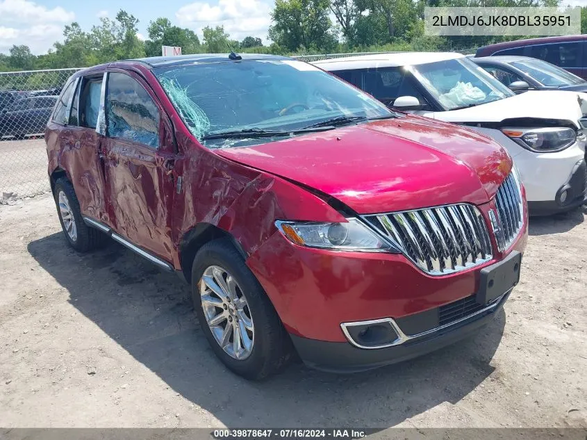 2013 Lincoln Mkx VIN: 2LMDJ6JK8DBL35951 Lot: 39878647