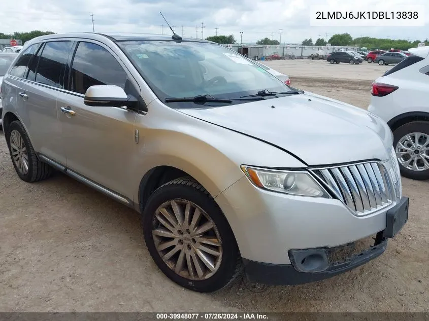 2013 Lincoln Mkx VIN: 2LMDJ6JK1DBL13838 Lot: 39948077