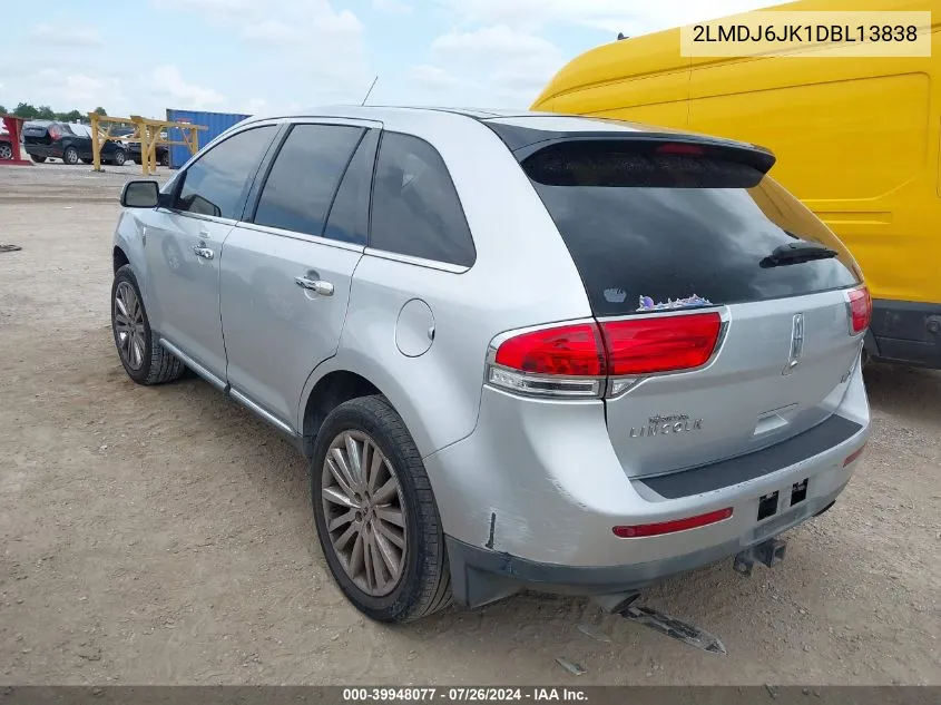 2013 Lincoln Mkx VIN: 2LMDJ6JK1DBL13838 Lot: 39948077