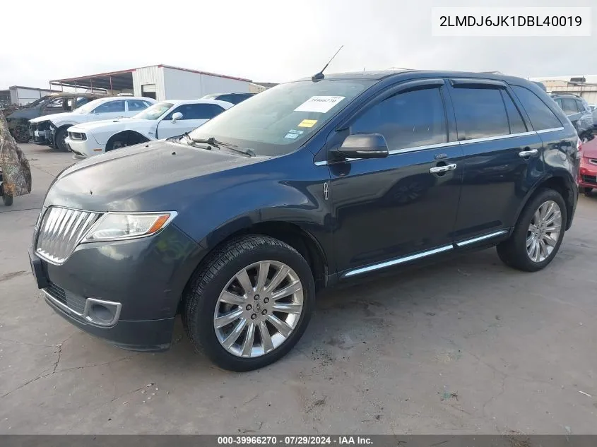 2013 Lincoln Mkx VIN: 2LMDJ6JK1DBL40019 Lot: 39966270