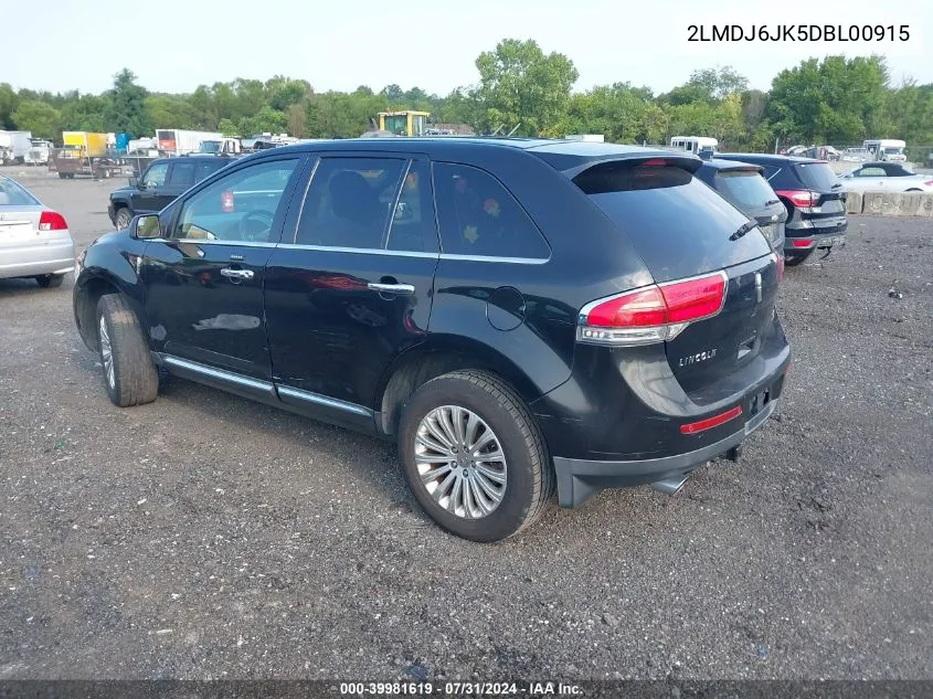 2013 Lincoln Mkx VIN: 2LMDJ6JK5DBL00915 Lot: 39981619