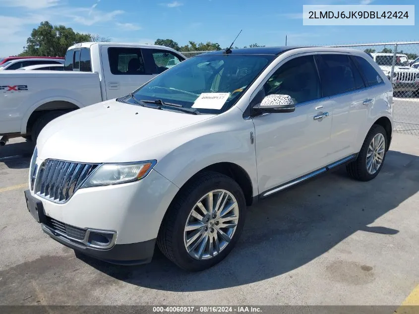 2013 Lincoln Mkx VIN: 2LMDJ6JK9DBL42424 Lot: 40060937