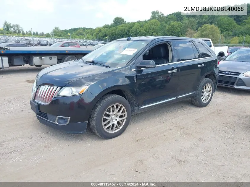 2013 Lincoln Mkx VIN: 2LMDJ8JK9DBL40068 Lot: 40119457