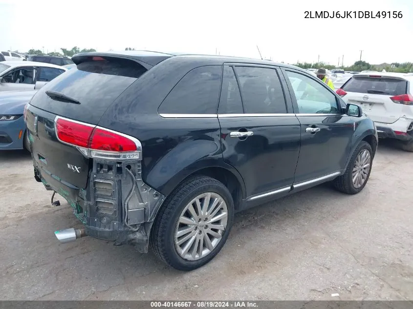 2013 Lincoln Mkx VIN: 2LMDJ6JK1DBL49156 Lot: 40146667