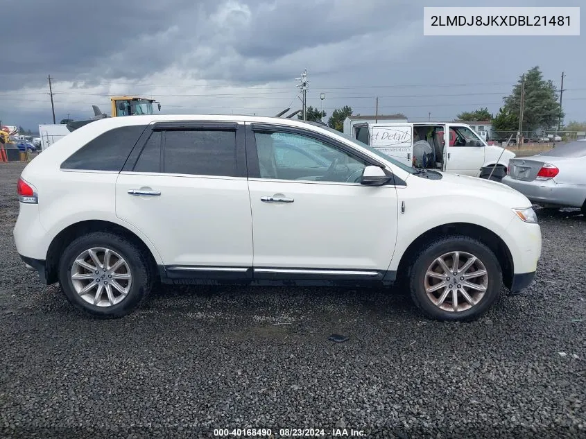 2013 Lincoln Mkx VIN: 2LMDJ8JKXDBL21481 Lot: 40168490