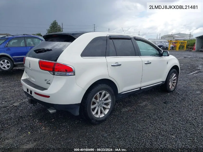 2013 Lincoln Mkx VIN: 2LMDJ8JKXDBL21481 Lot: 40168490