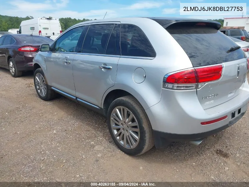 2013 Lincoln Mkx VIN: 2LMDJ6JK8DBL27753 Lot: 40263185