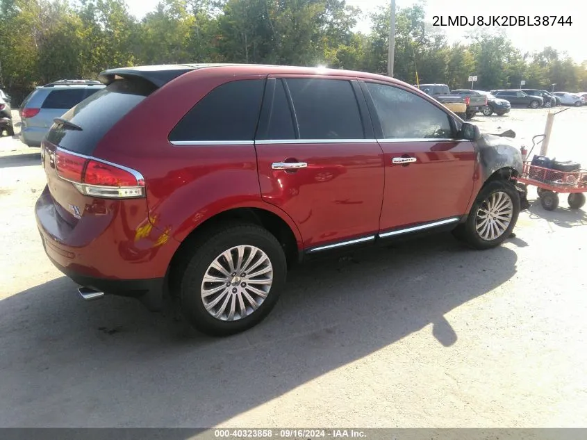 2013 Lincoln Mkx VIN: 2LMDJ8JK2DBL38744 Lot: 40323858