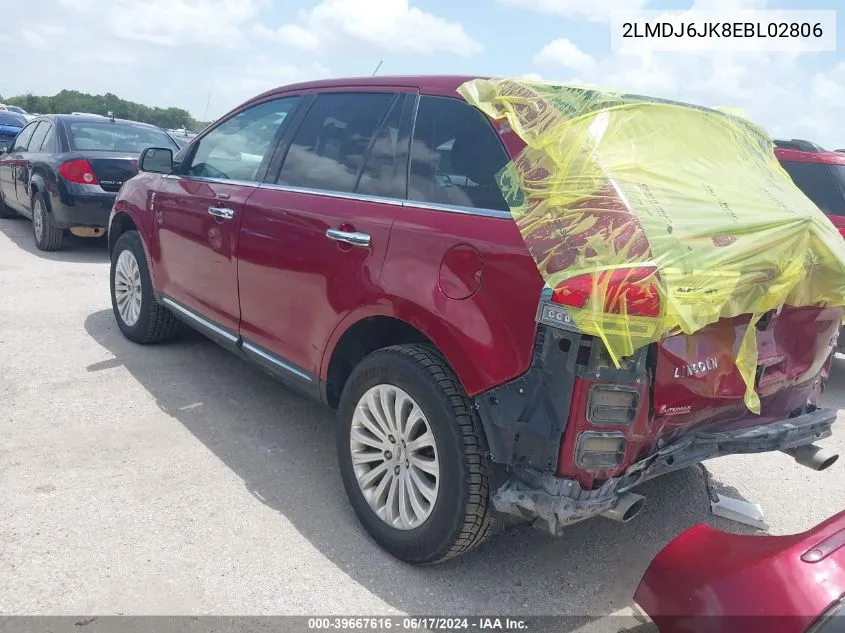 2014 Lincoln Mkx VIN: 2LMDJ6JK8EBL02806 Lot: 39667616