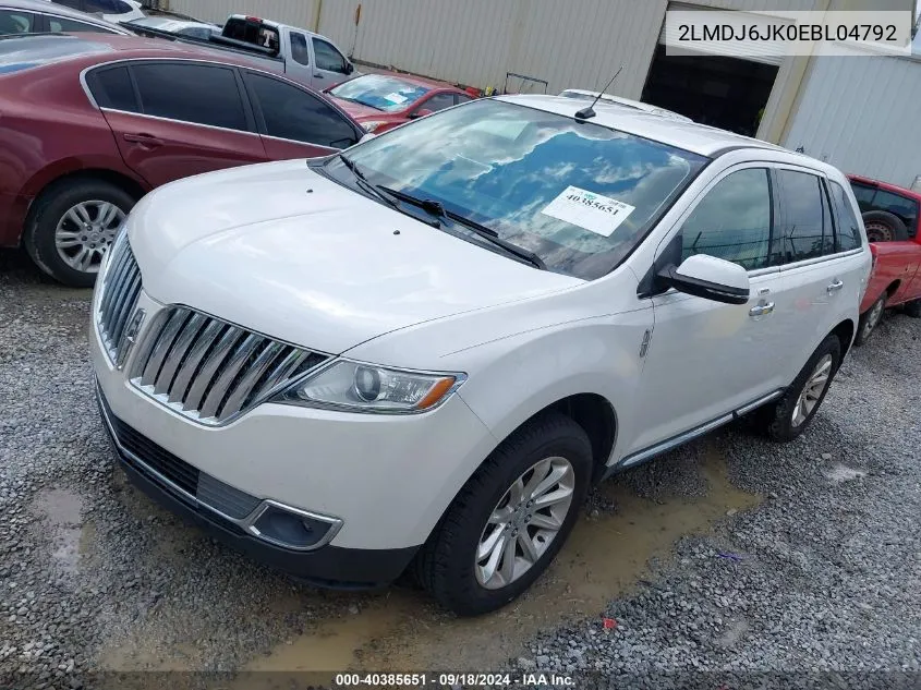 2014 Lincoln Mkx VIN: 2LMDJ6JK0EBL04792 Lot: 40385651