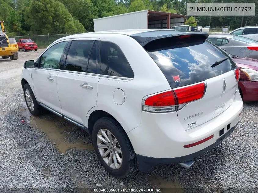 2014 Lincoln Mkx VIN: 2LMDJ6JK0EBL04792 Lot: 40385651