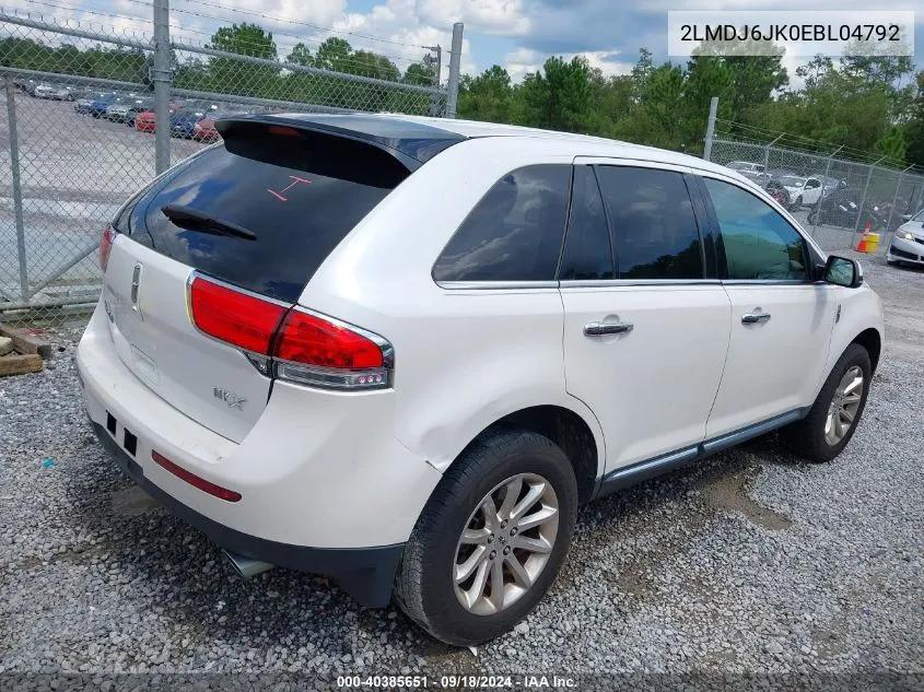 2014 Lincoln Mkx VIN: 2LMDJ6JK0EBL04792 Lot: 40385651