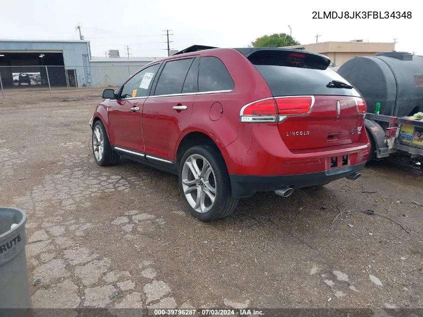 2015 Lincoln Mkx VIN: 2LMDJ8JK3FBL34348 Lot: 39796287