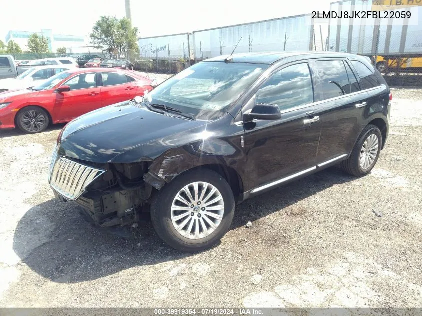 2015 Lincoln Mkx VIN: 2LMDJ8JK2FBL22059 Lot: 39919354