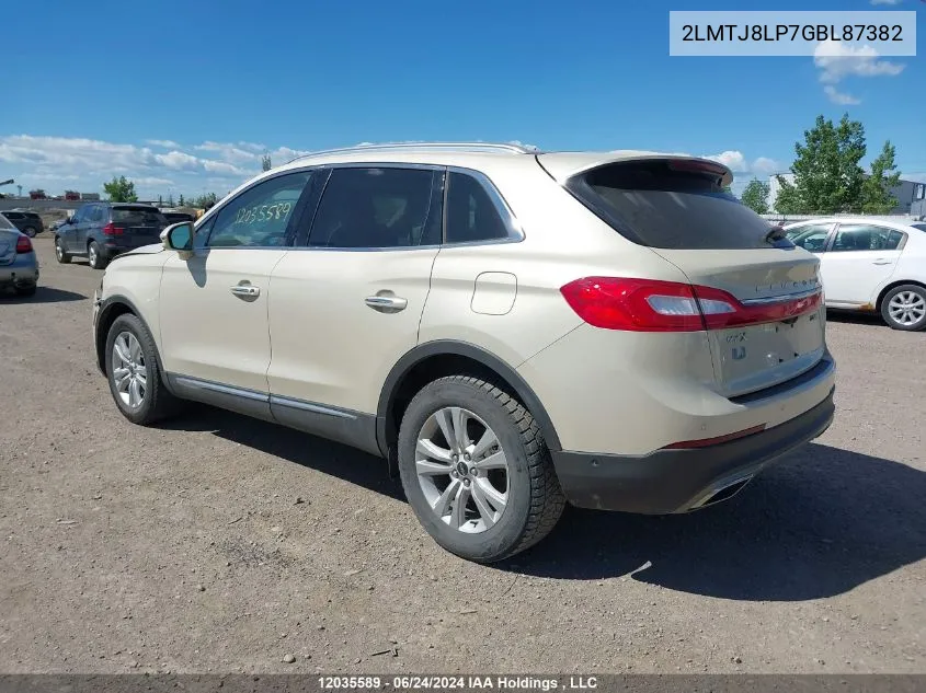 2016 Lincoln Mkx Reserve VIN: 2LMTJ8LP7GBL87382 Lot: 12035589