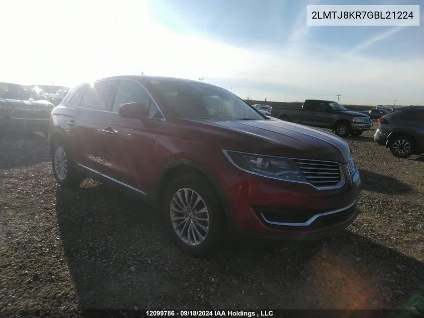 2016 Lincoln Mkx Select VIN: 2LMTJ8KR7GBL21224 Lot: 12099786