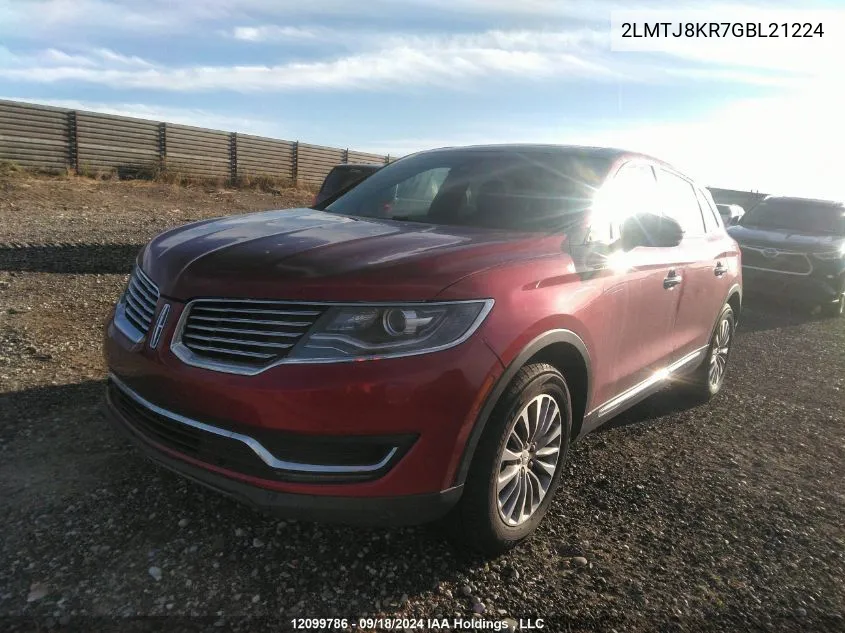 2016 Lincoln Mkx Select VIN: 2LMTJ8KR7GBL21224 Lot: 12099786