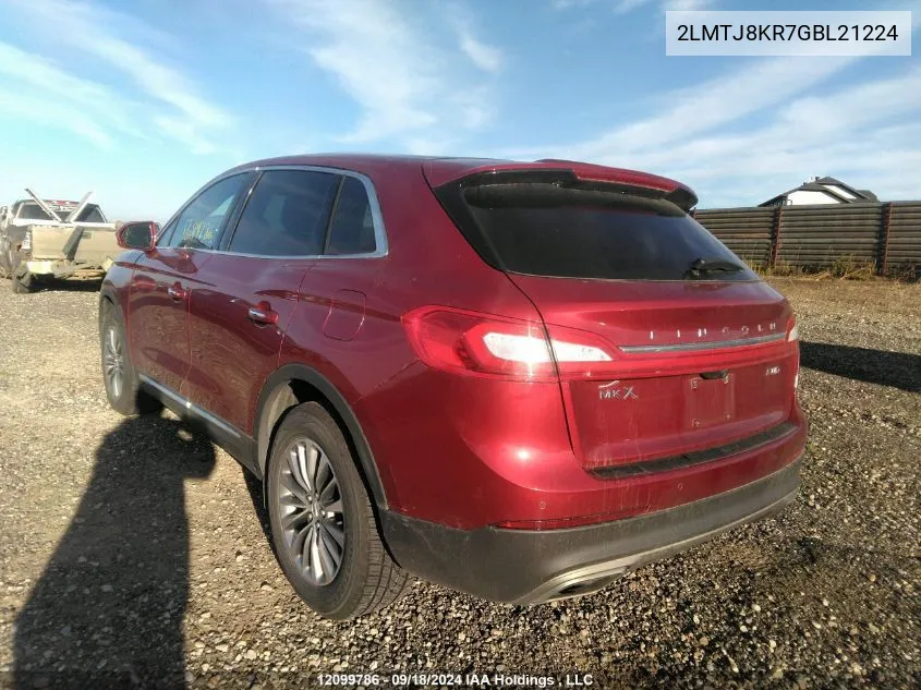 2016 Lincoln Mkx Select VIN: 2LMTJ8KR7GBL21224 Lot: 12099786