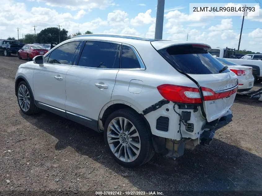 2016 Lincoln Mkx Reserve VIN: 2LMTJ6LR9GBL43793 Lot: 37892742