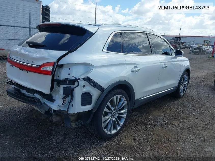 2016 Lincoln Mkx Reserve VIN: 2LMTJ6LR9GBL43793 Lot: 37892742