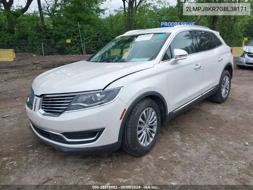 2016 Lincoln Mkx Select VIN: 2LMPJ8KR7GBL38171 Lot: 39378082