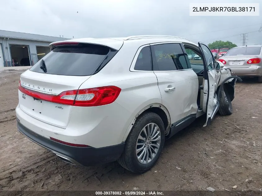 2LMPJ8KR7GBL38171 2016 Lincoln Mkx Select