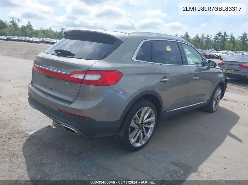 2016 Lincoln Mkx Reserve VIN: 2LMTJ8LR7GBL83317 Lot: 39408846