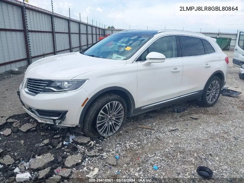 2016 Lincoln Mkx Reserve VIN: 2LMPJ8LR8GBL80864 Lot: 39418961