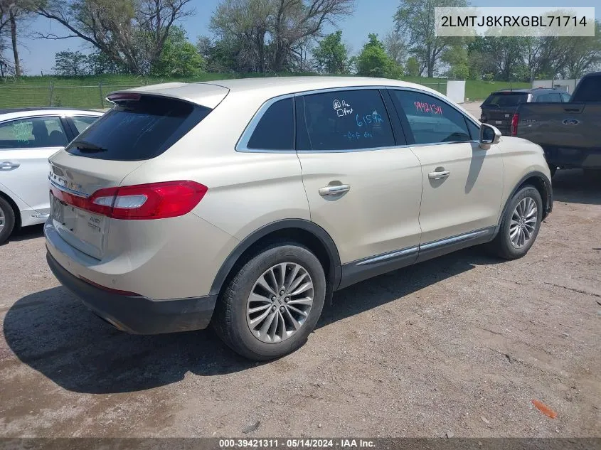 2016 Lincoln Mkx Select VIN: 2LMTJ8KRXGBL71714 Lot: 39421311