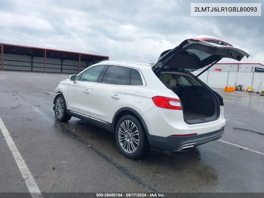 2LMTJ6LR1GBL80093 2016 Lincoln Mkx Reserve