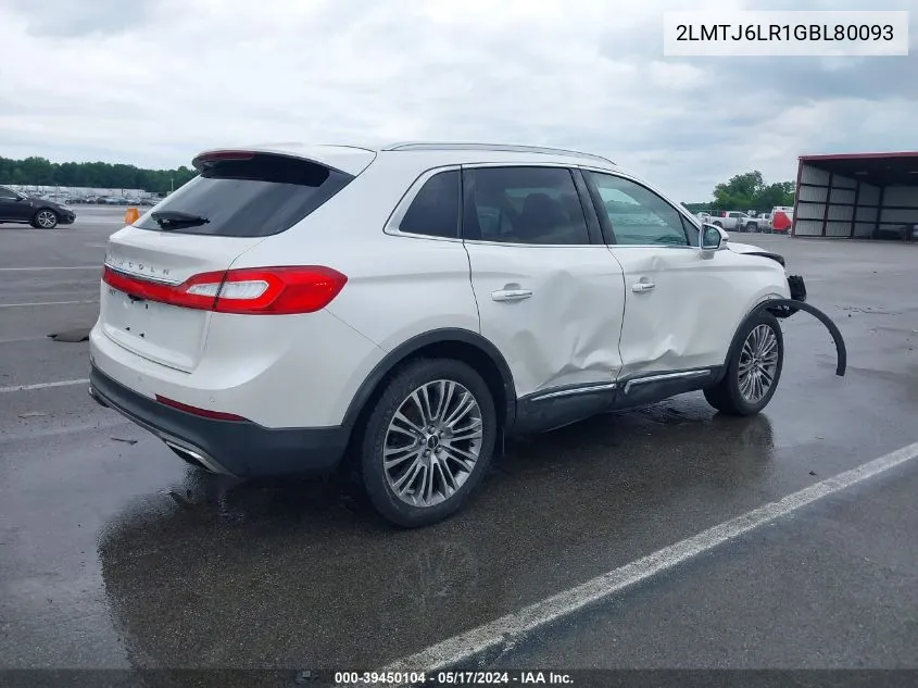 2LMTJ6LR1GBL80093 2016 Lincoln Mkx Reserve