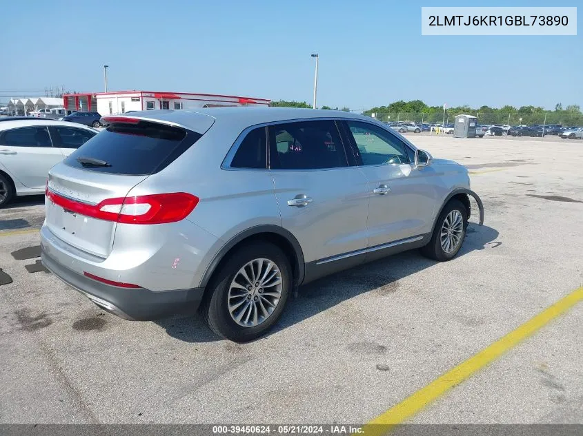 2016 Lincoln Mkx Select VIN: 2LMTJ6KR1GBL73890 Lot: 39450624