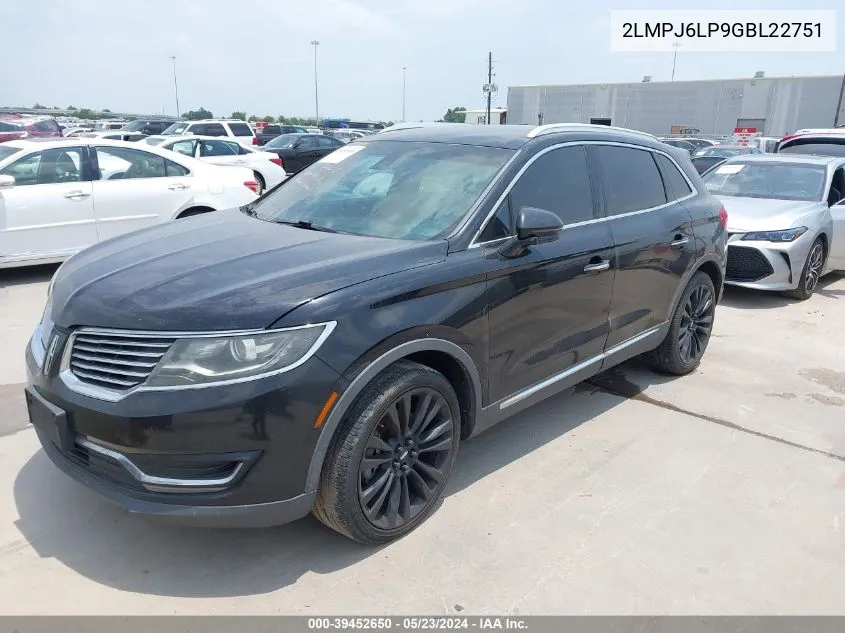 2LMPJ6LP9GBL22751 2016 Lincoln Mkx Reserve