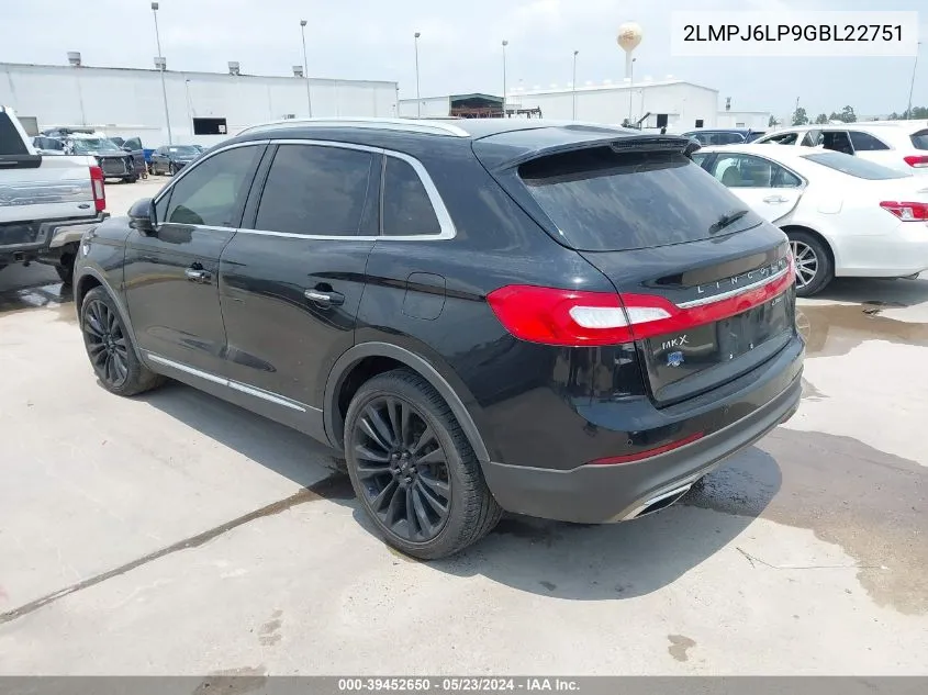 2LMPJ6LP9GBL22751 2016 Lincoln Mkx Reserve