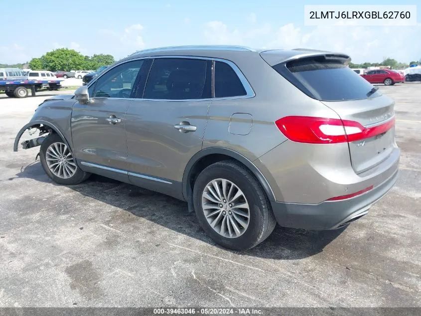 2LMTJ6LRXGBL62760 2016 Lincoln Mkx Reserve