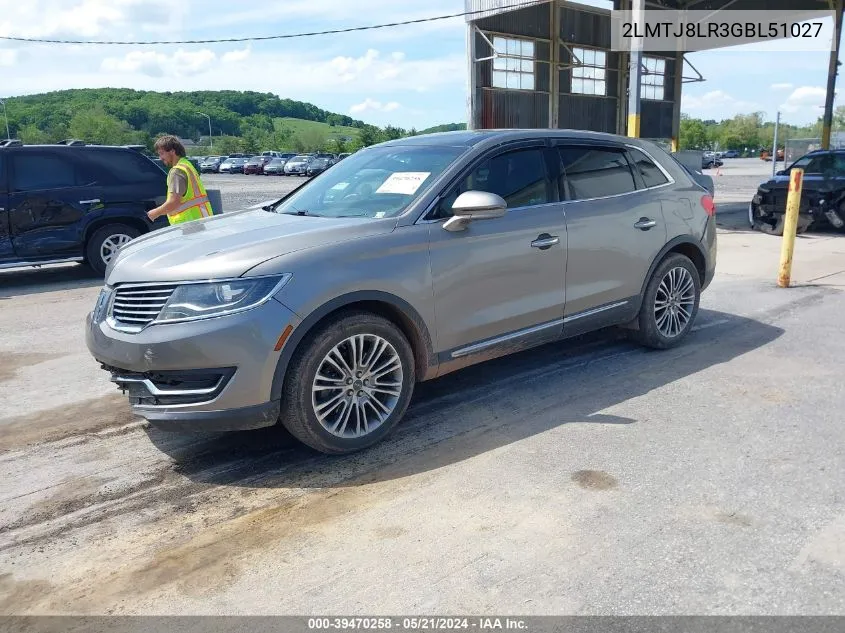 2016 Lincoln Mkx Reserve VIN: 2LMTJ8LR3GBL51027 Lot: 39470258