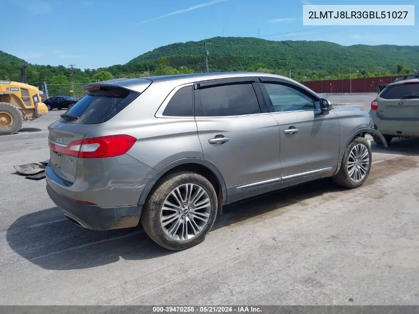 2016 Lincoln Mkx Reserve VIN: 2LMTJ8LR3GBL51027 Lot: 39470258