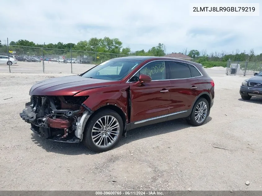 2016 Lincoln Mkx Reserve VIN: 2LMTJ8LR9GBL79219 Lot: 39600765