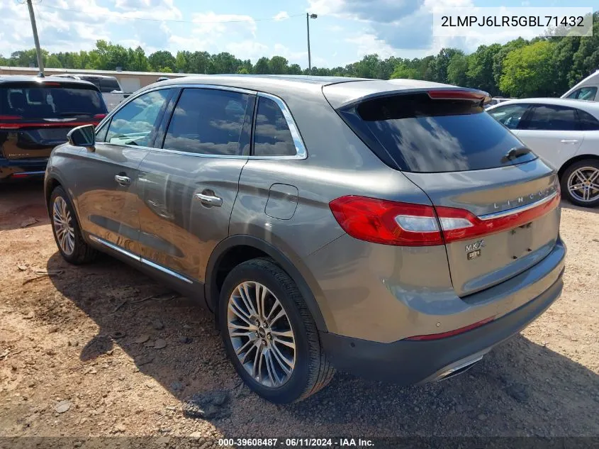 2LMPJ6LR5GBL71432 2016 Lincoln Mkx Reserve