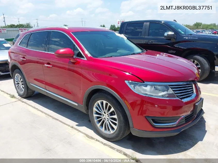 2LMTJ8KR0GBL37751 2016 Lincoln Mkx Select