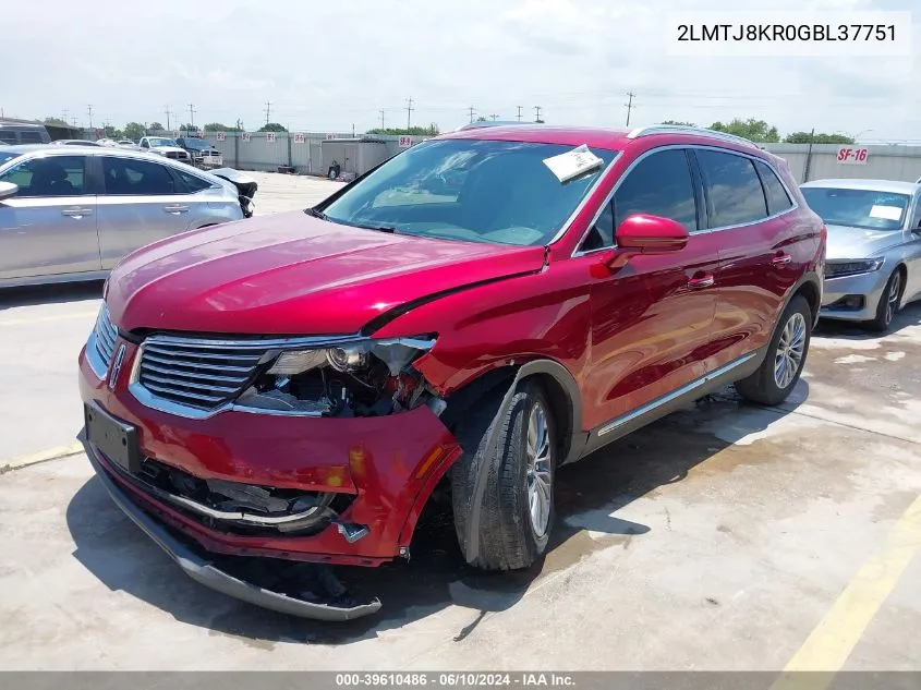 2LMTJ8KR0GBL37751 2016 Lincoln Mkx Select