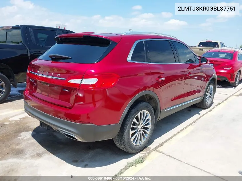 2LMTJ8KR0GBL37751 2016 Lincoln Mkx Select