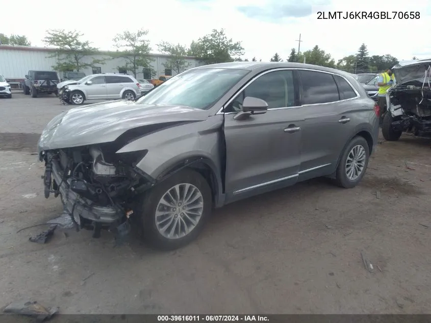 2016 Lincoln Mkx Select VIN: 2LMTJ6KR4GBL70658 Lot: 39616011