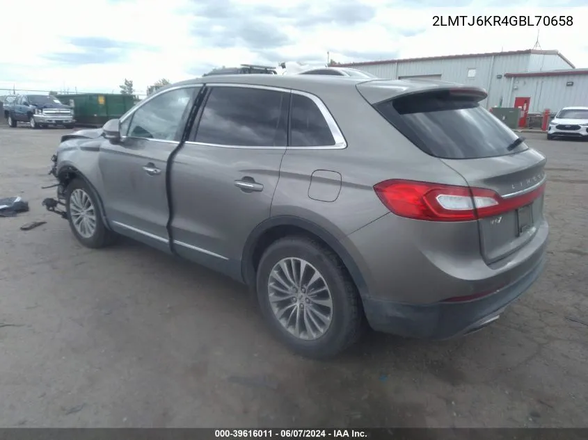 2LMTJ6KR4GBL70658 2016 Lincoln Mkx Select