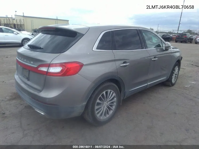 2016 Lincoln Mkx Select VIN: 2LMTJ6KR4GBL70658 Lot: 39616011