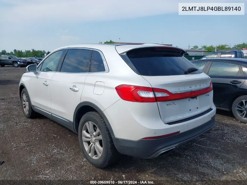 2016 Lincoln Mkx Reserve VIN: 2LMTJ8LP4GBL89140 Lot: 39659510