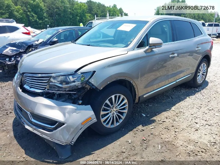 2016 Lincoln Mkx Select VIN: 2LMTJ6KR9GBL72678 Lot: 39660575